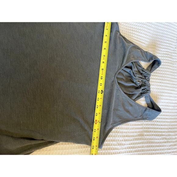 Eddie Bauer Womens Draped Racerback Olive Green V Neck Outdoor Tank Top Large - Picture 7 of 8